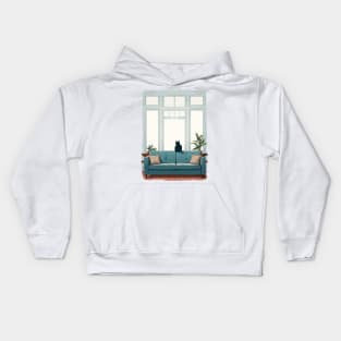 Cat alone at Home Kids Hoodie